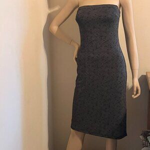 Forever 21 Black and Dark Gray Floral Y2K Tube Dress Medium